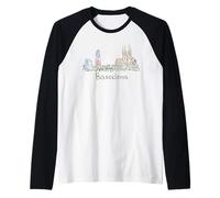 Barcelona Spain Travel Souvenir Panorama City Landmark Gift Raglan Baseball Tee