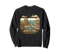 Barcelona Spain Travel Souvenir Retro City Skyline Graphic Sweatshirt