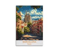 Barcelona Spain Vintage Travel Poster Cool Artworks Painting Wall Art Canvas Prints Hanging Picture Home Decors Idea 24x36inch(60x90cm)