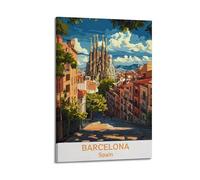 Barcelona Spain Vintage Travel Poster Decorative Painting Canvas Wall Art Living Rooms Bedroom Painting 08x12inch(20x30cm)