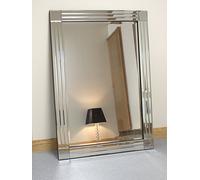 Barcelona Trading Molly Silver Glass Framed Rectangle Bevelled Wall Mirror 48" x 32" Extra Large, YC020-8