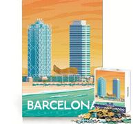 Barcelona Travel Poster for Adults 1000 Piece Jigsaw Puzzle Thought Training Mind Calming Fun Uniform Cut Xmas Gift (50x75cm)