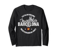 Barcelona Trip Vintage Skyline Spain Flag Long Sleeve T-Shirt