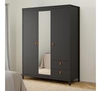 Barcelona Wardrobe - 3 Door - 2 Drawer - Combi - Black