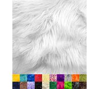 Barcelonetta Faux Fur Fabric | Pre-Cut Fur Squares for Sewing, DIY Crafts, Costumes, Upholstery | Soft, Vegan Faux Fur | Material for Plush Toy Projects (White, 30" X 36")