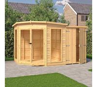 Shire Barclay Corner Summerhouse with Side Shed 7 ft x 11 ft, Brown