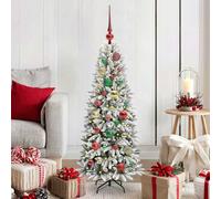 barco 120cm flocked snow artificial xmas tree with led and baubles