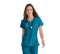BARCO Grey's Anatomy Scrubs - Cora Scrub Top for Women, Crossover V-Neck, Fitted Back Super-Soft Women's Scrub Top, Bahama, M
