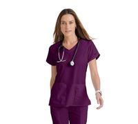 BARCO Grey's Anatomy Scrubs - Cora Scrub Top for Women, Crossover V-Neck, Fitted Back Super-Soft Women's Scrub Top, Wine, S
