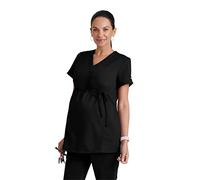 BARCO Grey's Anatomy Scrubs - Lilah Maternity Scrub Top for Women, Mock Wrap Front, Fitted Back Women's Scrub Top, Black, S