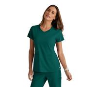 BARCO Grey's Anatomy Spandex Stretch Direct - Bolt Scrub Top for Women, V-Neck Women's Scrub Top, Hunter Green, M