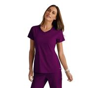 BARCO Grey's Anatomy Spandex Stretch Direct - Bolt Scrub Top for Women, V-Neck Women's Scrub Top, Wine, M