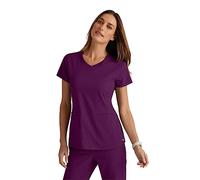 BARCO Grey's Anatomy Spandex Stretch Direct - Bolt Scrub Top for Women, V-Neck Women's Scrub Top, Wine, S