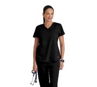 Barco Grey's Anatomy Women's 71166 Two Pocket V-Neck Scrub Top With Shirring Back - black - 5X-Large