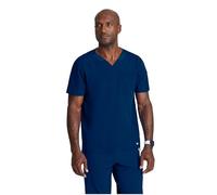 Barco Men's Blue V-Neck Ribbed Scrub Top 5XL, Indigo (Navy), S