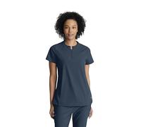 BARCO ONE Flux Scrub Top for Women - Knit Banded Collar Medical Top, 2 Pockets, 4-Way Stretch Women's Scrub Top, Steel, M