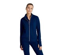 BARCO One Performance Knit Arena Warm-Up Jacket For Women - Banded Collar, Center Front Zipper Women's Scrub Jacket, Indigo, M
