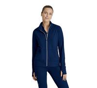 BARCO One Performance Knit Arena Warm-Up Jacket For Women - Banded Collar, Center Front Zipper Women's Scrub Jacket, Indigo, M