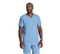BARCO One Velocity Scrub Top for Men - V-Neck Medical Top, Eco-Friendly Fabric, 4-Way Stretch Men's Scrub Top, Ciel Blue, Large