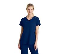 BARCO Skechers Vitality Aura Classic Fit Scrub Top for Women - 3-Pocket Classic V-Neck Top with 4-Way Stretch, Navy, XS