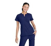 BARCO Skechers Vitality Vital Scrub Top for Women - 3 Pockets, 4-Way Stretch, Moisture Wicking, Quick-Shed, Anti-Static, Navy, Large