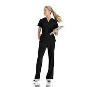BARCO STRONG Liz Classic Fit Scrub Top & Pant Set for Women - Up to 70°C Wash, Natural Stretch, Moisture Wicking, Anti-Static, Black, Small