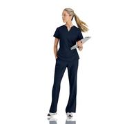 BARCO STRONG Liz Classic Fit Scrub Top & Pant Set for Women - Up to 70°C Wash, Natural Stretch, Moisture Wicking, Anti-Static, Navy, Large