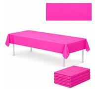 barcode bargains Pack of 4 Hot Pink Disposable Plastic Tablecloths - 274cm x 137cm Waterproof Rectangular Wipeable Party Table Covers for Birthdays, BBQs, Weddings & Events
