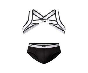 Barcode Berlin - Mens Partywear - TOP Multipack 1x Brief Black + 1x Harness White-Black - Size S