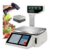 Barcode Counting/Weighing/Printing Scale, Digital Price Label Printing Lcd Dual Display, Fruit Vegetable Meat Weighing,C