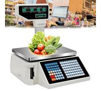 Barcode Label Printing Scale with Thermal Printer, 63 Programmable Keys, Double-Sided Display for Retail Store Efficiency