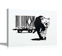 Barcode Leopard by Banksy Canvas Pictures Mural Prints Framed Wall Art Graffiti Home Office Flat Pictures 101 x 76cm (40 x 30 inches)