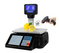 Barcode Scale With Label Printing, Scanner, And Cash Box - Hd Lcd Display, 63 Shortcut Keys For Supermarket, Retail Store, And Warehouse Weighing