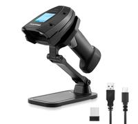 Barcode Scanner Wireless, Onewscan 1D Laser Barcode Reader with Stand 2.4G Wireless & USB Wired Connection 2 in 1 Plug and Play Handheld Bar Code Scaners