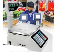 Barcode Weighing Scales, Digital Price Computing Scale Thermal Printer, Commercial Double-Sided Display Label Printing Electronics Cash Reg