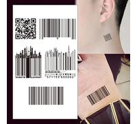 Barcodes Temporary Tattoos - QR Code Barcode Set Realistic Waterproof Transfer Sticker Arm Body Art Men Women Kids - By Delusion Tattoos
