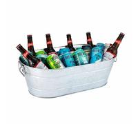 Barcool 20L Large Oval Party Tub - Galvanized Steel Beverage Cooler for Rustic Drinks Service, Outdoor/Indoor Use, Perfect for Party & Entertaining, Ice Bucket inc Bottle Opener