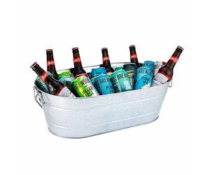 Barcool 20L Large Oval Party Tub - Galvanized Steel Beverage Cooler for Rustic Drinks Service, Outdoor/Indoor Use, Perfect for Party & Entertaining, Ice Bucket inc Bottle Opener