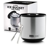 Barcool 4L Round Ice Bucket | Double-Walled with Lid & Tongs | Superior Insulation Keeps Contents Chilled for Hours on End | Ideal for Pubs, Restaurants, Home Bars, BBQs & Picnic Occasions