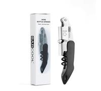 Barcool Professional Wine Opener | Waiter's Friend All-in-One Corkscrew and Bottle Opener with Double-Hinged Fulcrum & Foil Cutter | Perfect for Sommeliers, Waiters, and Bartenders - Black