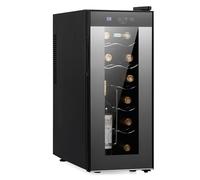 Barcool VINO12 - Table-Top Slim Wine Cooler Fridge Black | 5-18°C | 12 Bottle Wine Fridge | LED + Digital Display | UV-Tempered Glass Door Drinks Cellar | Single-Zone