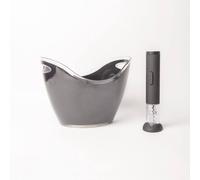 Barcraft 2Pc Barware Set Including Black Acryclic Drinks Pail And Electric Bottle Corkscrew Multi One Size