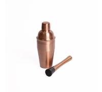2pc Cocktail Shaker Set including Copper Finish Cocktail Shaker and Drinks Muddler BarCraft Brown One Size