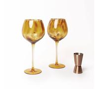 Barcraft 3Pc Bar Accessories Set Including Tortoiseshell Patterned Gin Glasses And Copper Finish Stainless Steel Jigger Multi One Size
