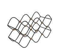 BarCraft 8-Bottle Capacity Black Metal Wine Rack Storage with Jute-Rope Design