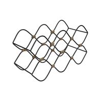 BarCraft 8 Bottle Wine Rack Free Standing Metal, Black & Jute Rope, 46 x 13 x 29.5cm