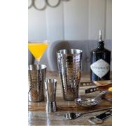 Barcraft 8Pc Boston Cocktail Shaker Set, Hammered Finish Stainless Steel In Silver Silver One Size
