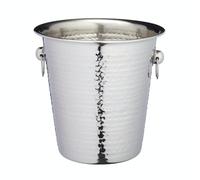 BarCraft BCCHAMBUCHAM Luxury Stainless Steel Wine / Champagne Cooler Bucket, 21 x 20.5 x 21 cm (8.5" x 8" x 8.5") - Hammered Finish, Silver