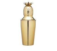 BarCraft BCCSPAPL Pineapple Cocktail Shaker with Recipe, Stainless Steel, 325 ml, Brass-Effect