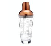 BarCraft BCLLBOSTON700 Recipe Cocktail Shaker with Measurements, Glass / Stainless Steel, Copper Finish, 650 ml